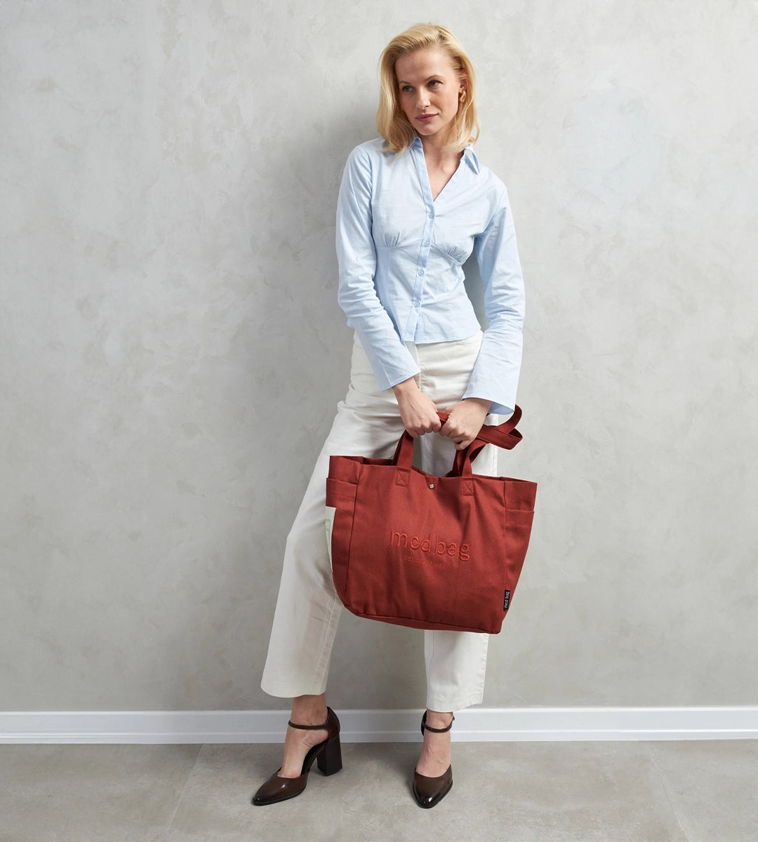 Vina Kiremit Kanvas Çanta Büyük