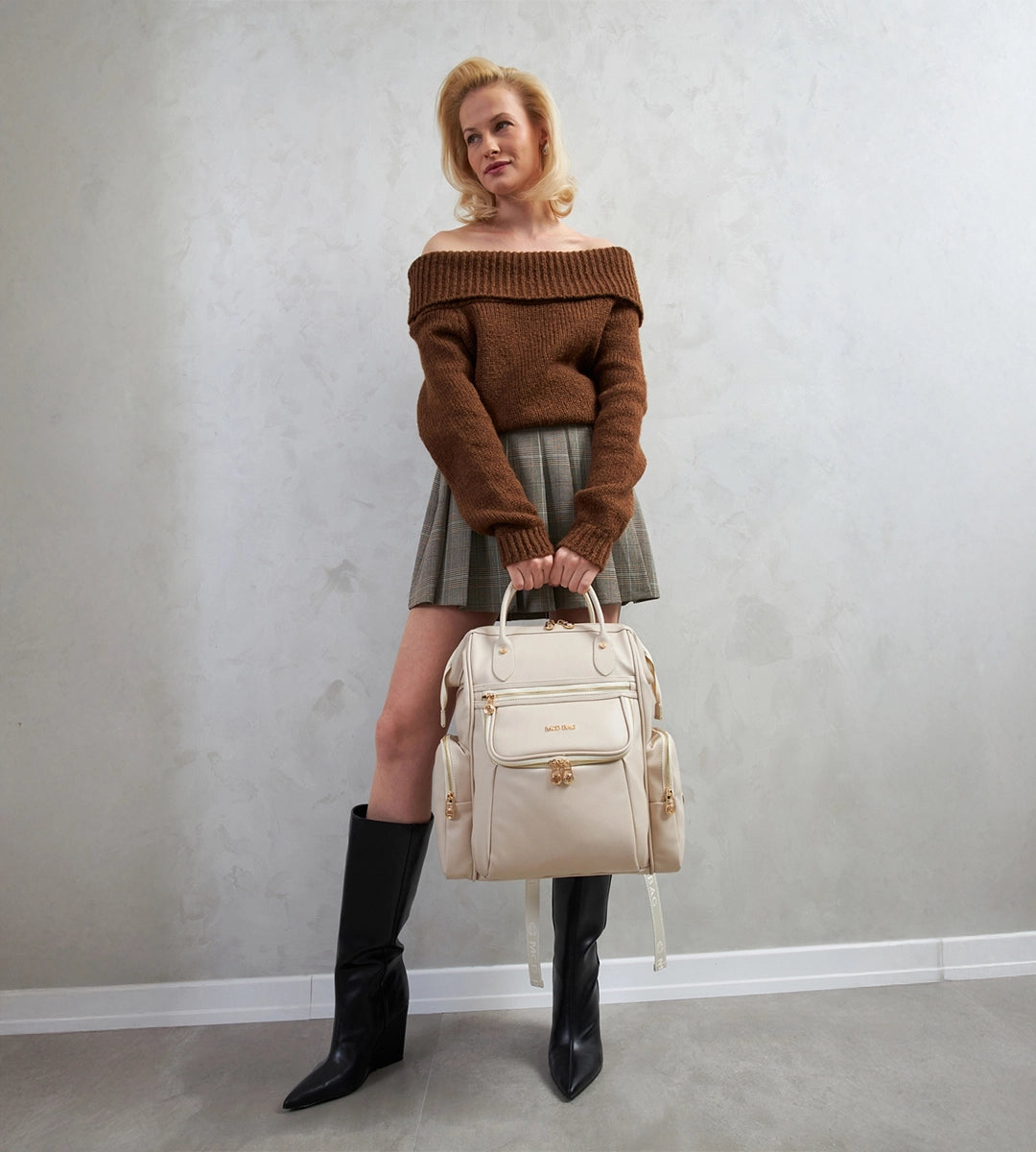 Vista Bej E. Deri Gold Bebek Bakım Çantası