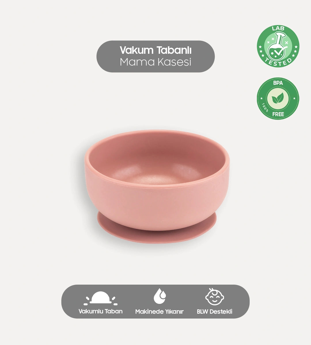 Vakumlu Silikon Bebek Mama Kasesi Pembe