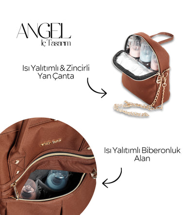 MCD Bag Angel Siyah Deri -  Gold Bebek Bakım Çantası
