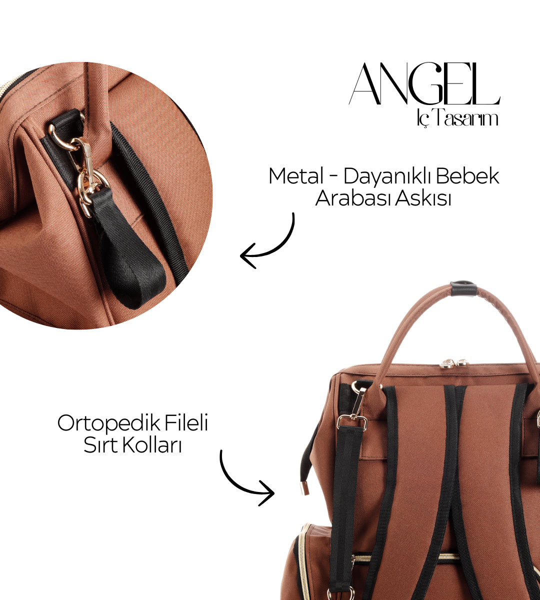 MCD Bag Angel Kiremit-Gold Bebek Bakım Çantası