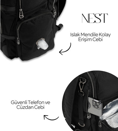 MCD Bag Nest Siyah Bebek Bakım Çantası