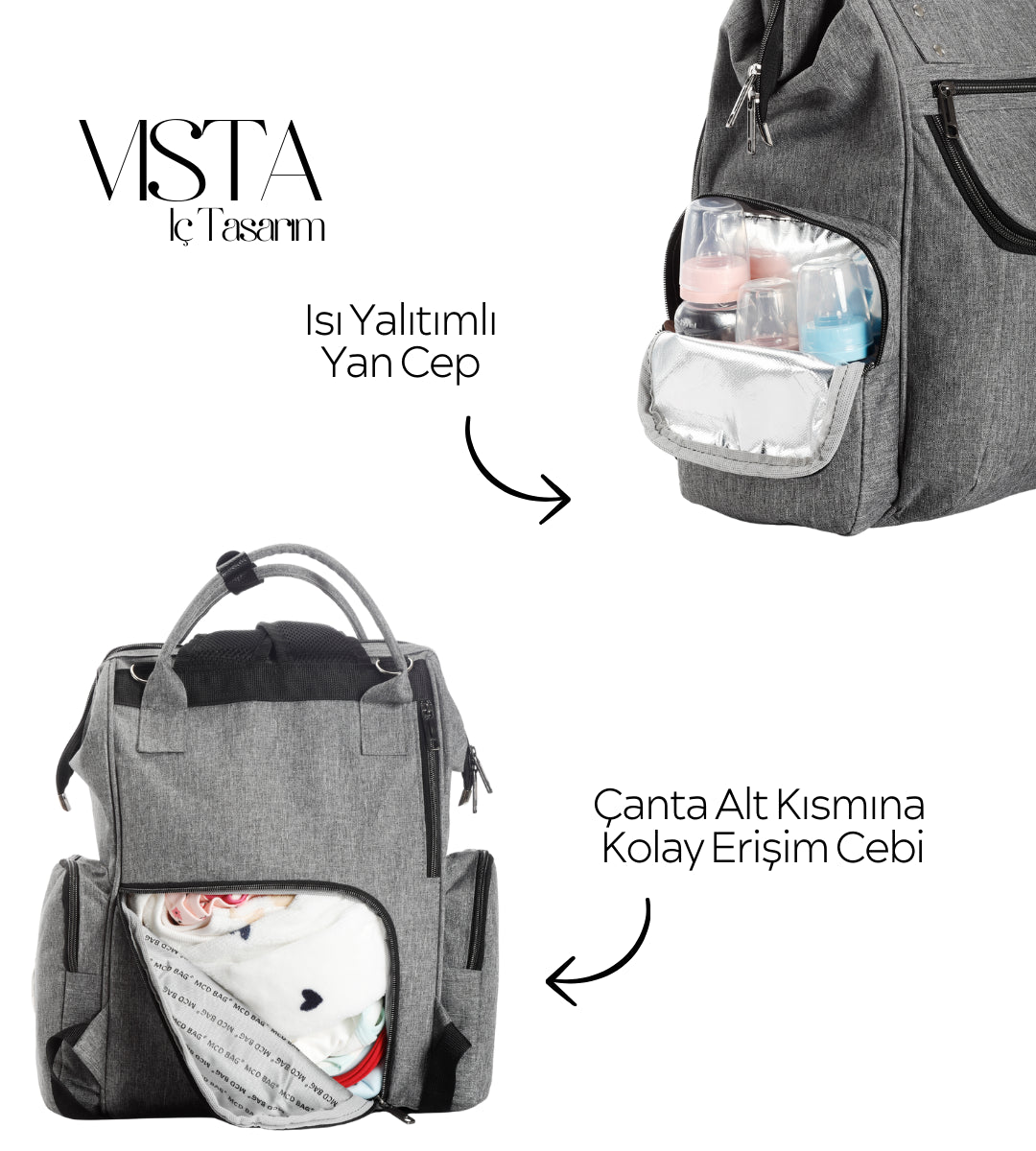 MCD Bag Vista Siyah - Kahverengi Deri Bebek Bakım Çantası