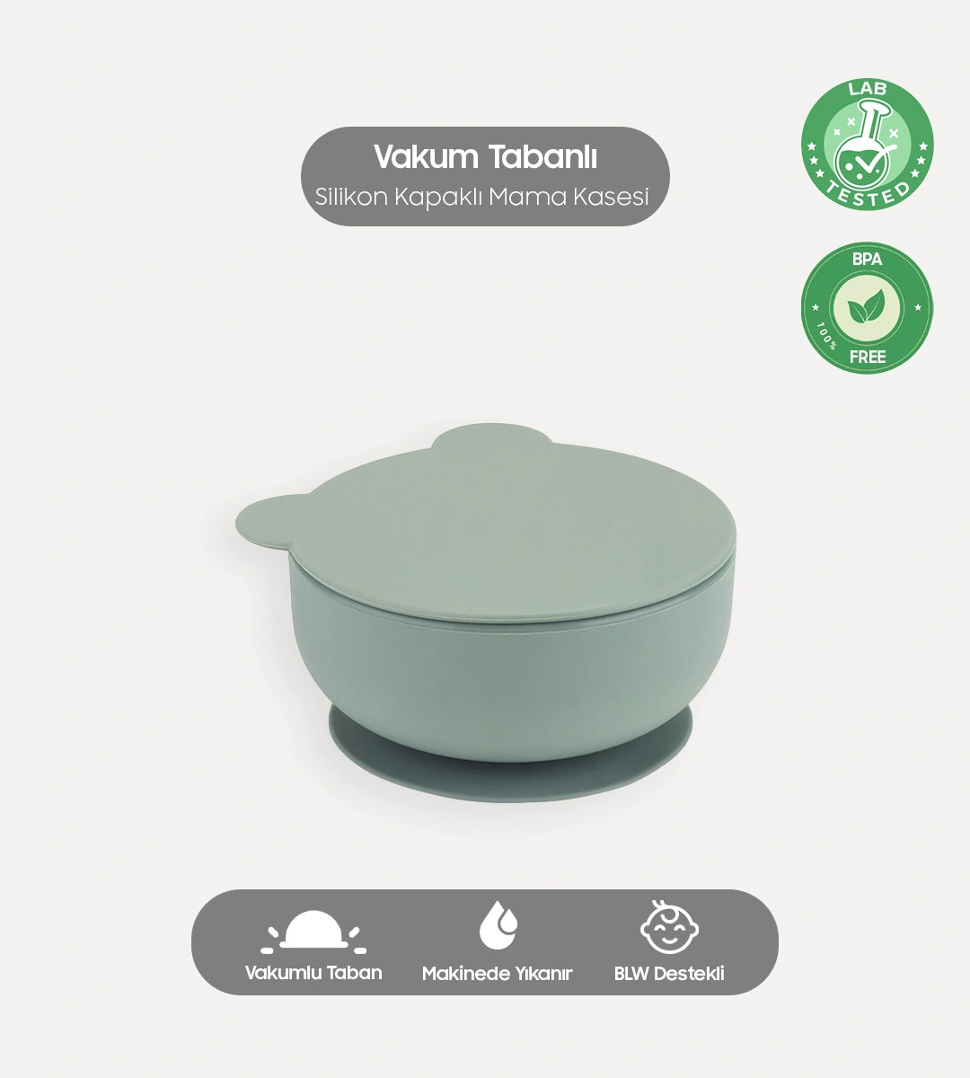 Vakumlu Silikon Kapaklı Mama Kasesi Yeşil