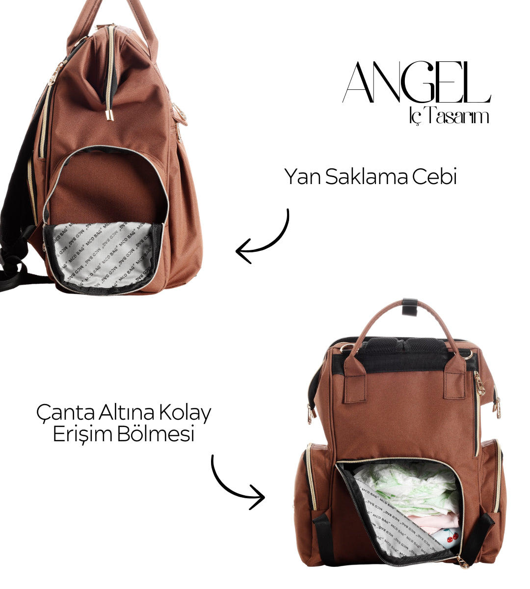 MCD Bag Angel Bej - Kahverengi Bebek Bakım Çantası