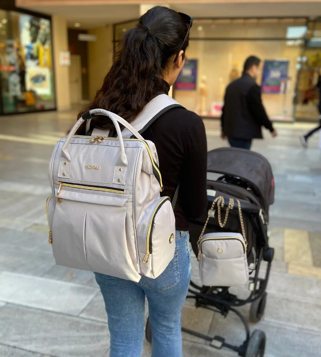 MCD Bag Angel Pastel Gri - Gold Bebek Bakım Çantası